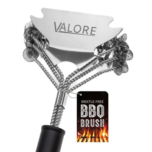 Valore BBQ Brush Bristle Free – 2 in 1 Grill Scraper & Barbecue Brush – Stainless Steel BBQ Grill Brush & Scraper Combo for Outdoor Grills