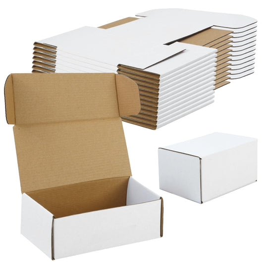 Moukiween 12 Pack 6x4x3 Inch White Corrugated Small Cardboard Boxes for Shipping, Mailer Gift Packing, DIY Crafts Packing