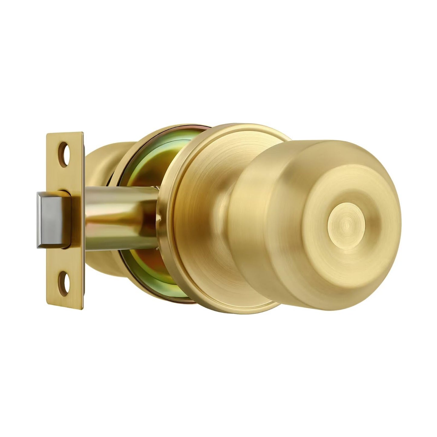 Leydebong 1 Pack Classic Gold Passage Door Knob Closet Door Knob, Satin Brass Door Knob for Interior/Hallway/Closet Doors, Interior Door Knobs