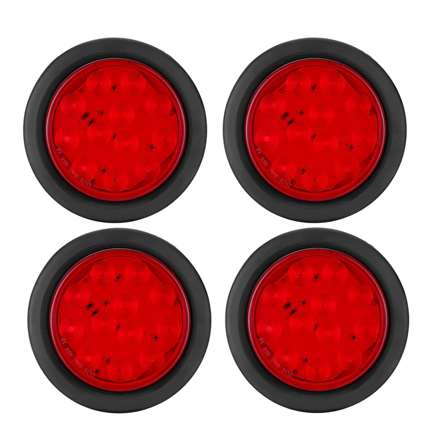 LIMICAR 4 Round LED Stop Turn Tail Lights, 12 LED Trailer Lights, 4 Inch LED Lights for Trucks, Stop Turn Signal Stop Brake Trailer Lights for Tractor Truck Bus Lorries RV (Pack of 4)