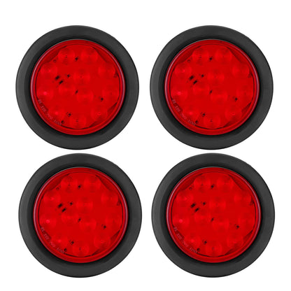 LIMICAR 4 Round LED Stop Turn Tail Lights, 12 LED Trailer Lights, 4 Inch LED Lights for Trucks, Stop Turn Signal Stop Brake Trailer Lights for Tractor Truck Bus Lorries RV (Pack of 4)
