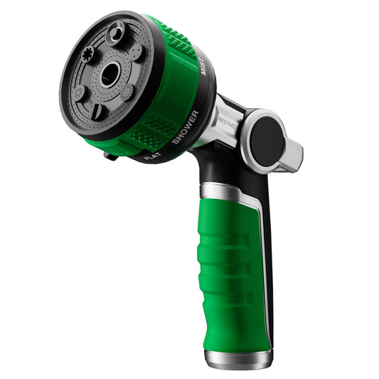 RESTMO Water Hose Nozzle Heavy Duty, Garden Hose Nozzle with 9 Adjustable Spray Patterns, High Pressure Hose Sprayer Nozzle with Flow Control for Watering Plants & Lawns, Washing Cars & Pets