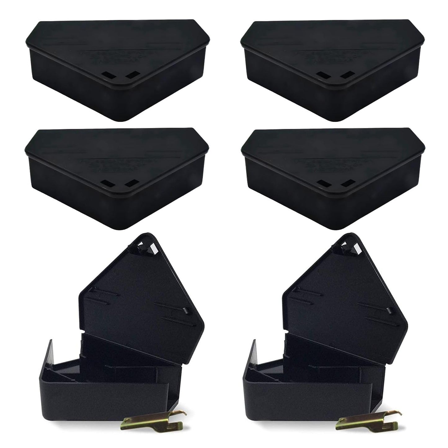 Lockable Mouse Bait Station, Heavy Duty Reusable Bait Box for Indoor and Outdoor Use, Tamper Resistant Design, 6 Pack with 2 Keys, Black