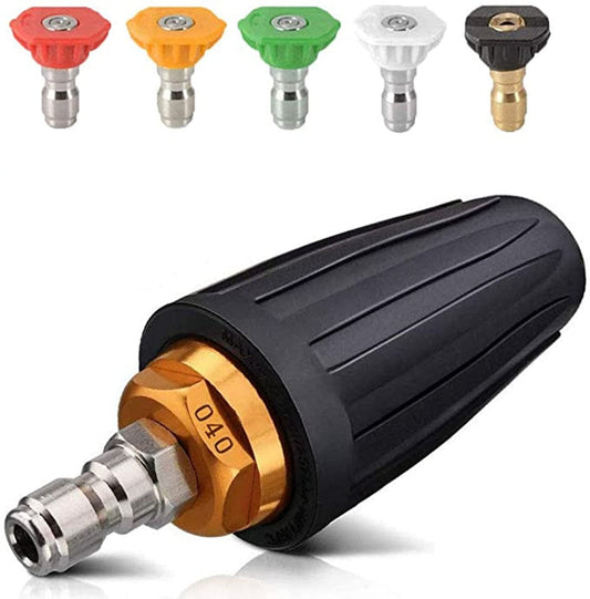 Pressure Washer Nozzle Spray Tips Full Set, 4000PSI 360° Rotating Turbo Nozzle 4.0 GPM 4.0 Orifice,with Spray Nozzle Tips Kit,1/4'' Quick Connect