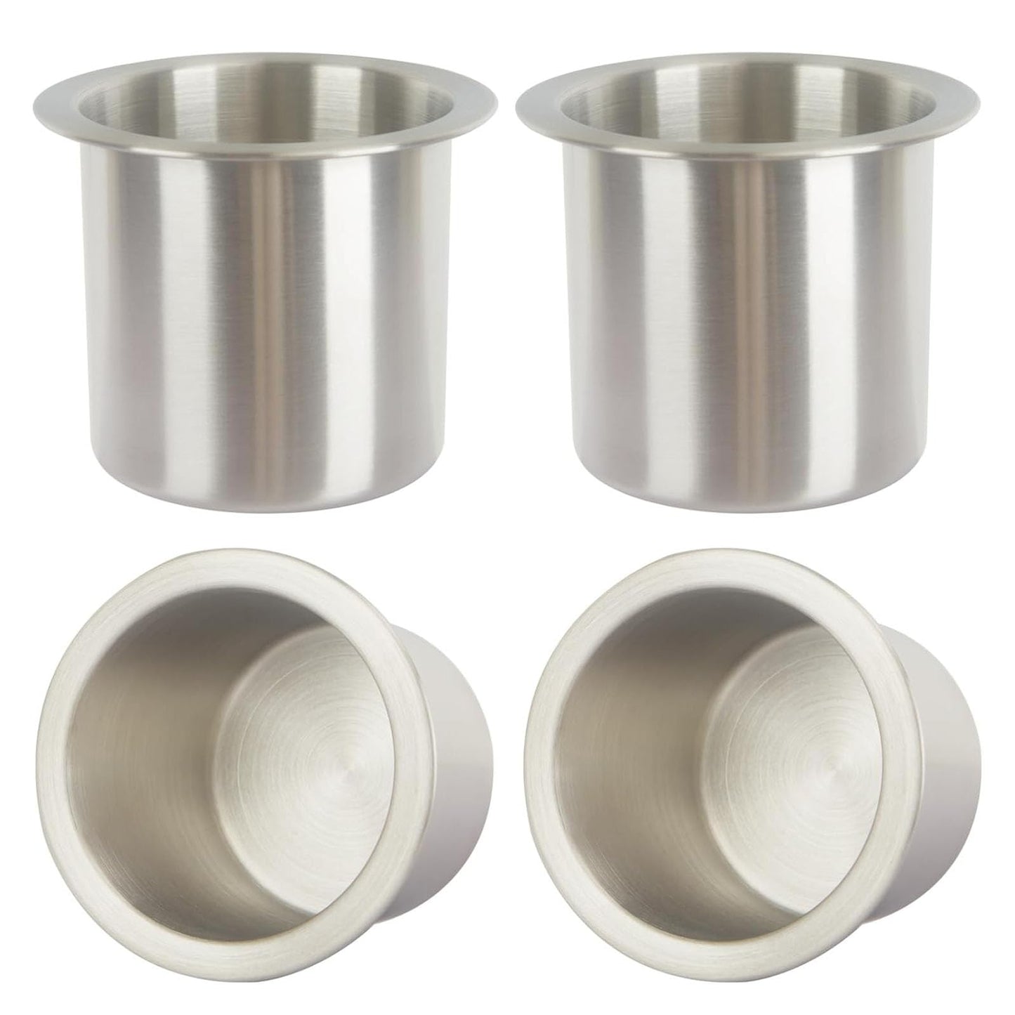 4Pcs Drop-in Cup Holder,304 Stainless Steel Automotive Cup Holders,Silver Poker Table Drink Holder Dining Table Cinema Sofa Yacht Boats Cars Touring RV Car Drop-in Drink Cup Holder