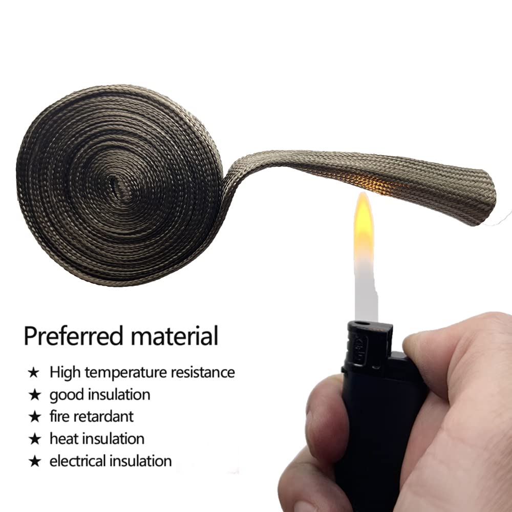 Spark Plug Wire Heat Shield Heat Hose 2500 Degree Basalt fiber Wrap Heat Sleeve Adjustable Fuel Line Heat Shield for Car&Auto Wire Loom Protection (1" IDX10' Titanium)