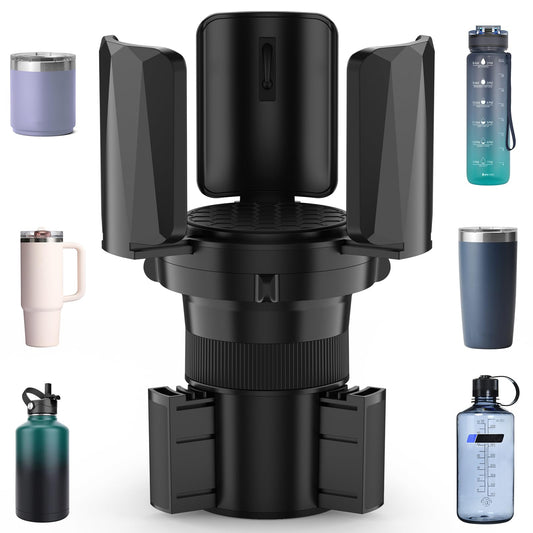 DYLEN Car Cup Holder Expander (Adjustable Arm and Base), Cup Holder Expander Adapter for Car, Fits 14-64oz Yeti, Owala, Hydroflask, Stanley, Nalgene, Other Large Bottles & Mugs in 2.5”-5.9”