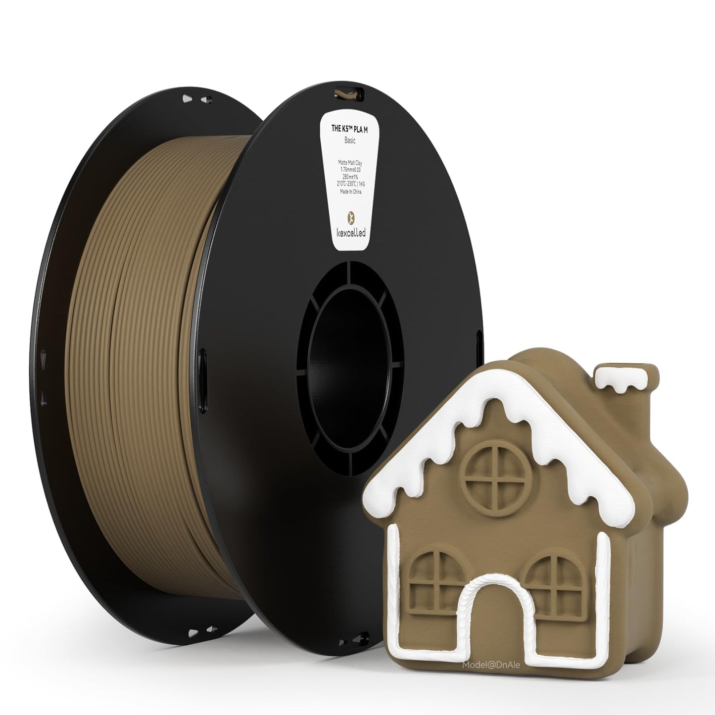 KEXCELLED Matte PLA Filament 1.75mm,Brown PLA 3D Printer Filament, Matt Frosted Texture,+/- 0.03mm Accuracy, 1kg Spool (2.2lbs), Fit Most FDM Printer