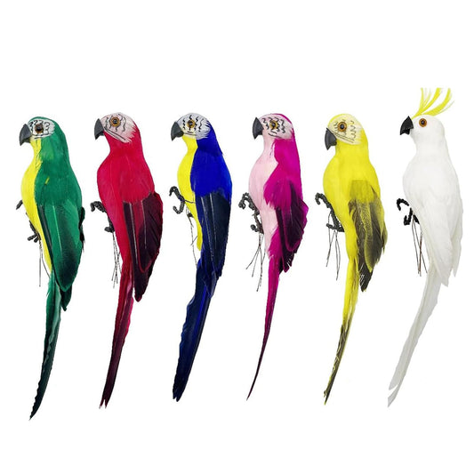 10 inch Artificial Bird Fake Parrot Foam Feather Birds for Craft Garden Tree Decoration Shoulder Pirate Costume Accessories Multiple Colors.