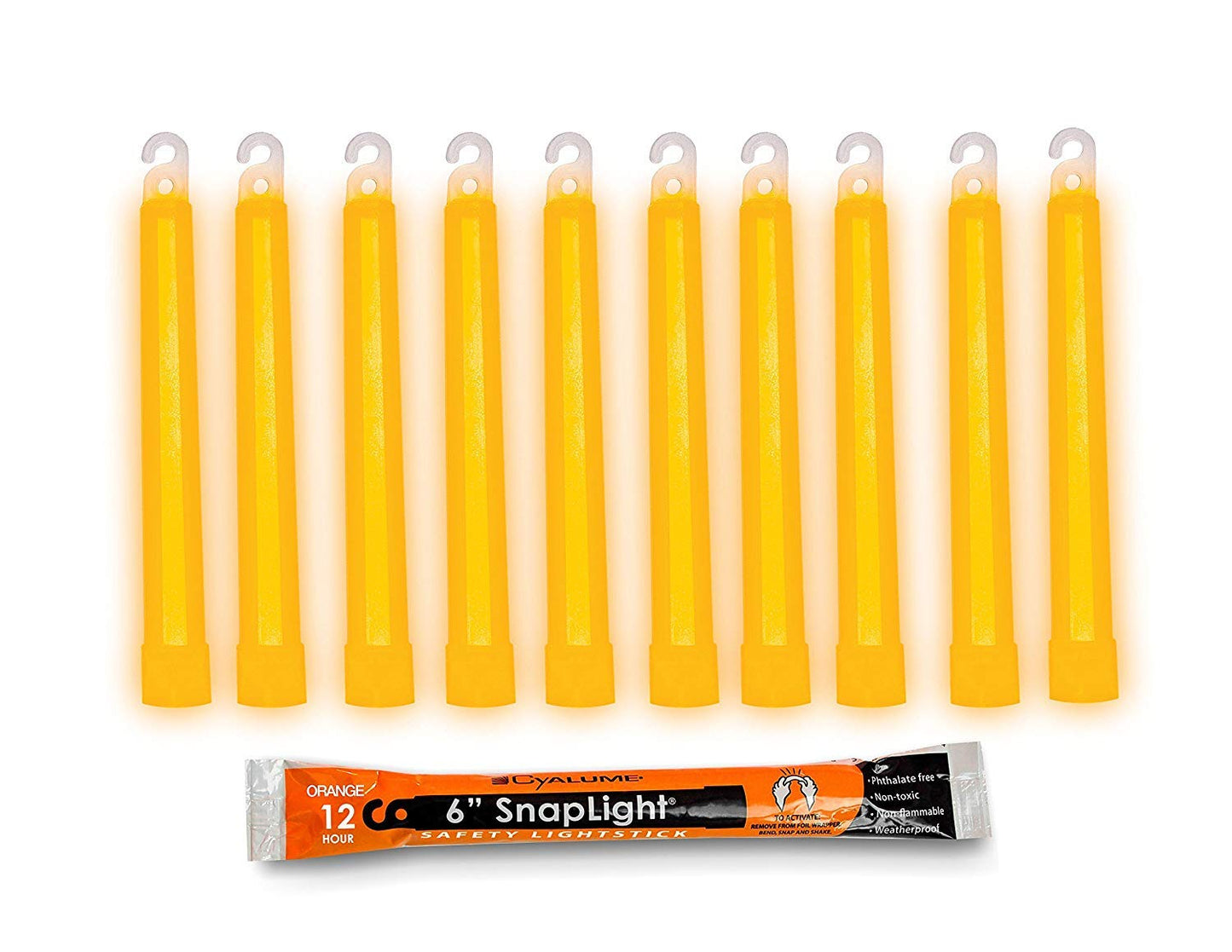 Cyalume SnapLight Industrial Grade Chemical Light Sticks, Orange, 6-Inch Long, 12 Hour Duration (Pack of 10)
