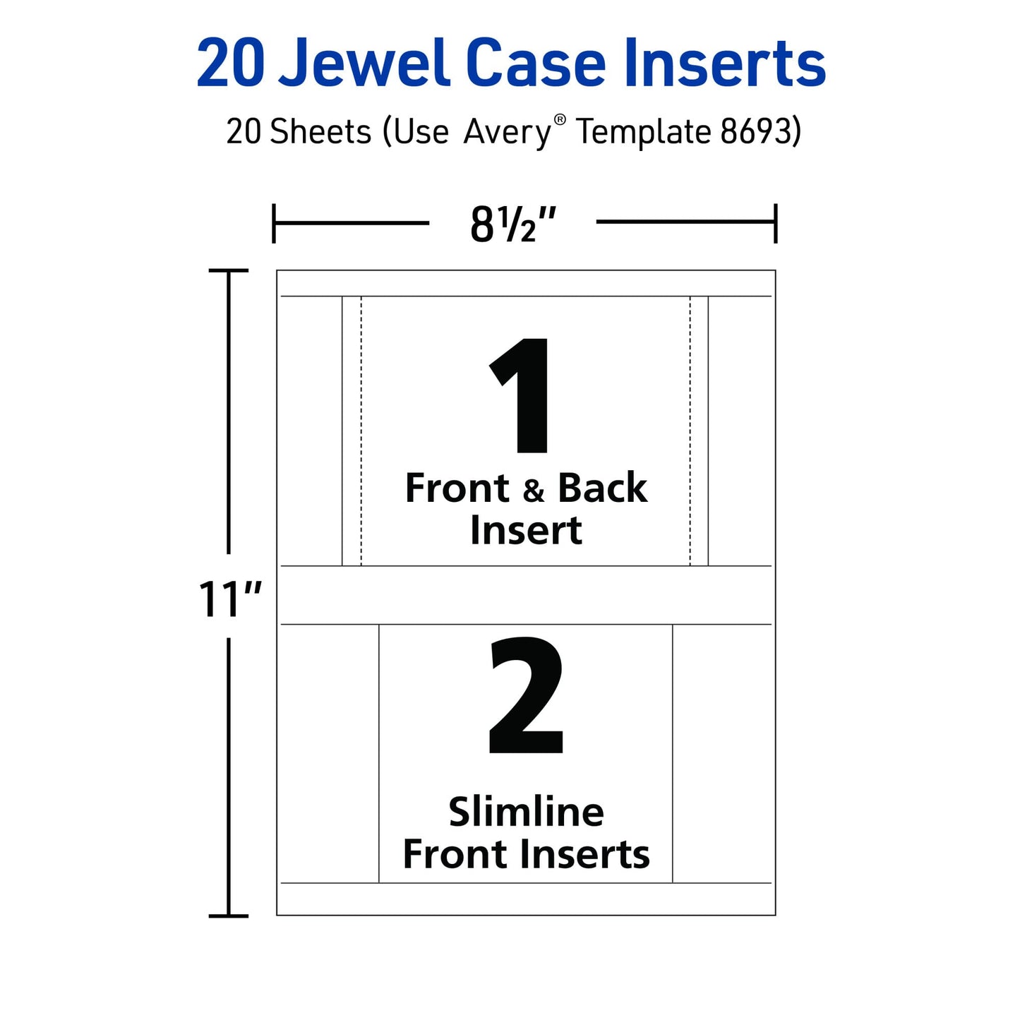 Jewel Case Inserts, 20 Total Inserts