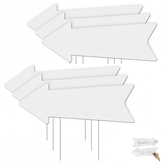 Ai-OUMLEEF Arrow Yard Signs, 8pcs Blank Arrow Signs with Stakes, Wedding Directional Yard Signs, for Wedding, Birthday Party, Guide Decoration
