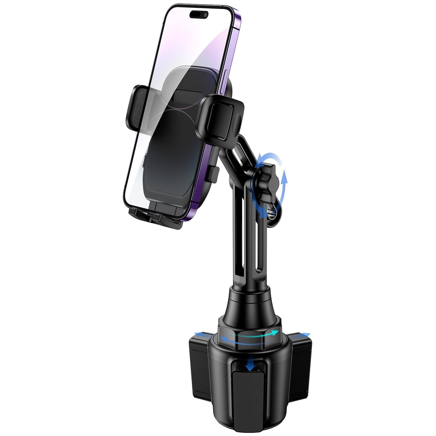 Cup Phone Mount for Car, [Upgraded Version] Universal Cup Phone Cradle Holder with Long and Adjustable Neck, Friendly Compatible with Cell Phone iPhone, Sam-Sung, Google and All Smartphones