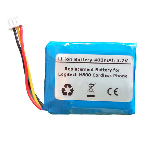400mAh 3.7V Replacement Battery for Logitec h H800 H820e Wireless Headsets, 533-000095