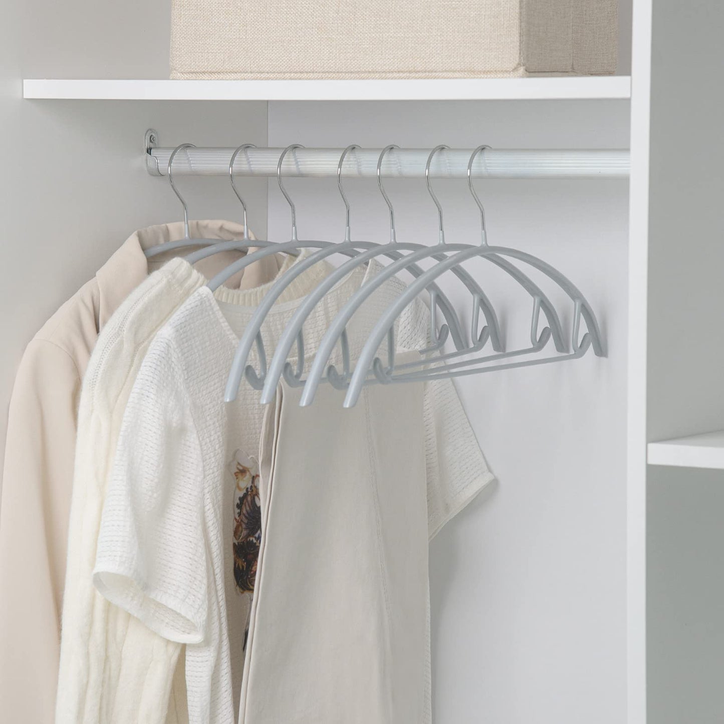 Nature Smile Non Slip PVC Coating Sweater Hangers,Dress Suit Coat Hangers,Shoulder Bump Free Golf T Shirts Clothes Hangers (Silvery Grey Color 10 Pack)
