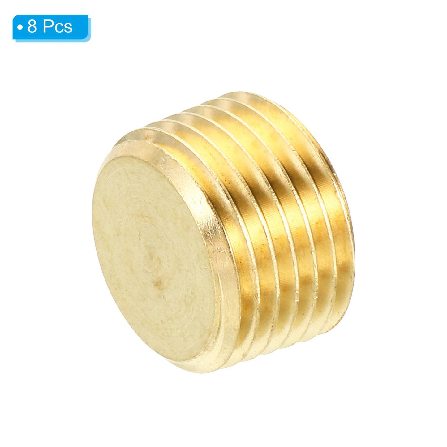 PATIKIL 1/2" NPT Brass Hex Countersunk Plugs, 8 Pack Counter Sunk Internal Hex Thread Socket Pipe Plugs Male Fittings for Water Oil Gas Pipeline