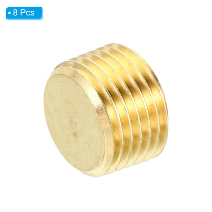 PATIKIL 1/2" NPT Brass Hex Countersunk Plugs, 8 Pack Counter Sunk Internal Hex Thread Socket Pipe Plugs Male Fittings for Water Oil Gas Pipeline