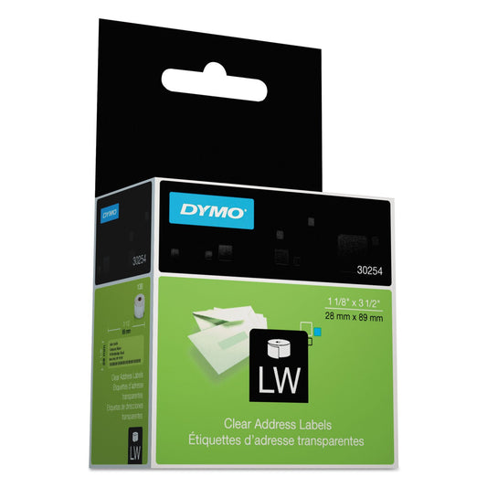 Dymo, DYM30254, Clear Address Labels, 130 / Roll, Clear