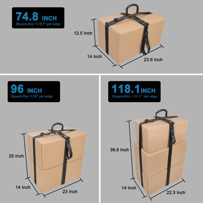 Aurosturt Box Carrying Strap with Handle Adjustable Straps for Battery Box Handheld Belt Carry Straps for Safely Moving and Lifting Heavy Boxes (Black, 118.1 Inch-Plastic Buckle)