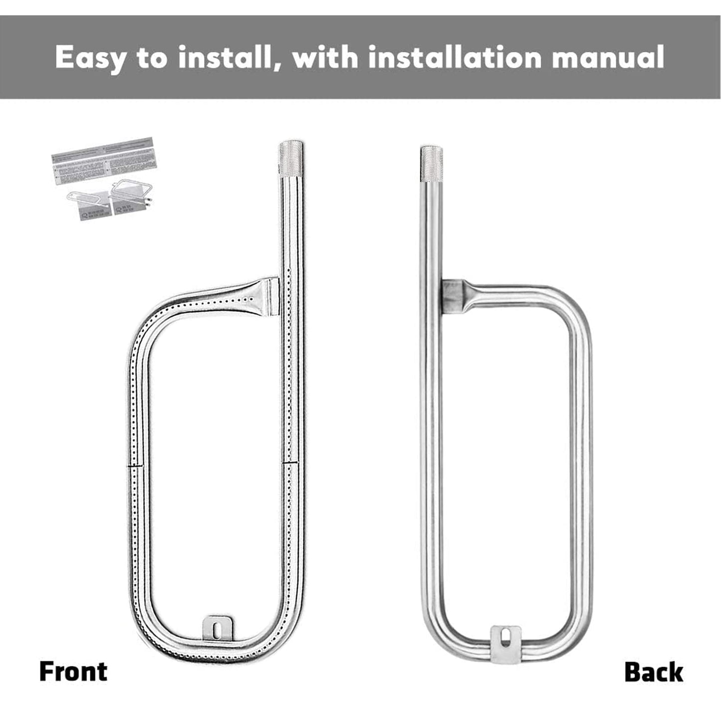 Uniflasy Stainless Steel Grill Tube Burner 60040 Replacement Parts for Weber Q100, Q120, Q1000, Q1200 Gasgrill, Length 17 inch