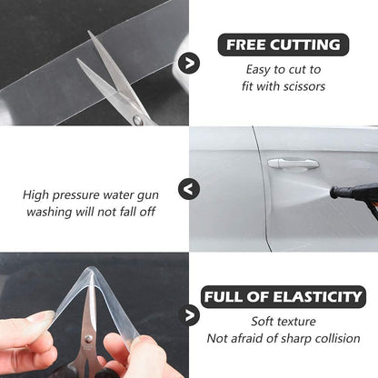 Universal Car Protection Door Edge Guard, Clear Car Sill Protector Film with Anti-Collision Shield for Most Vehicles (33Ft x 4In, Transparent)