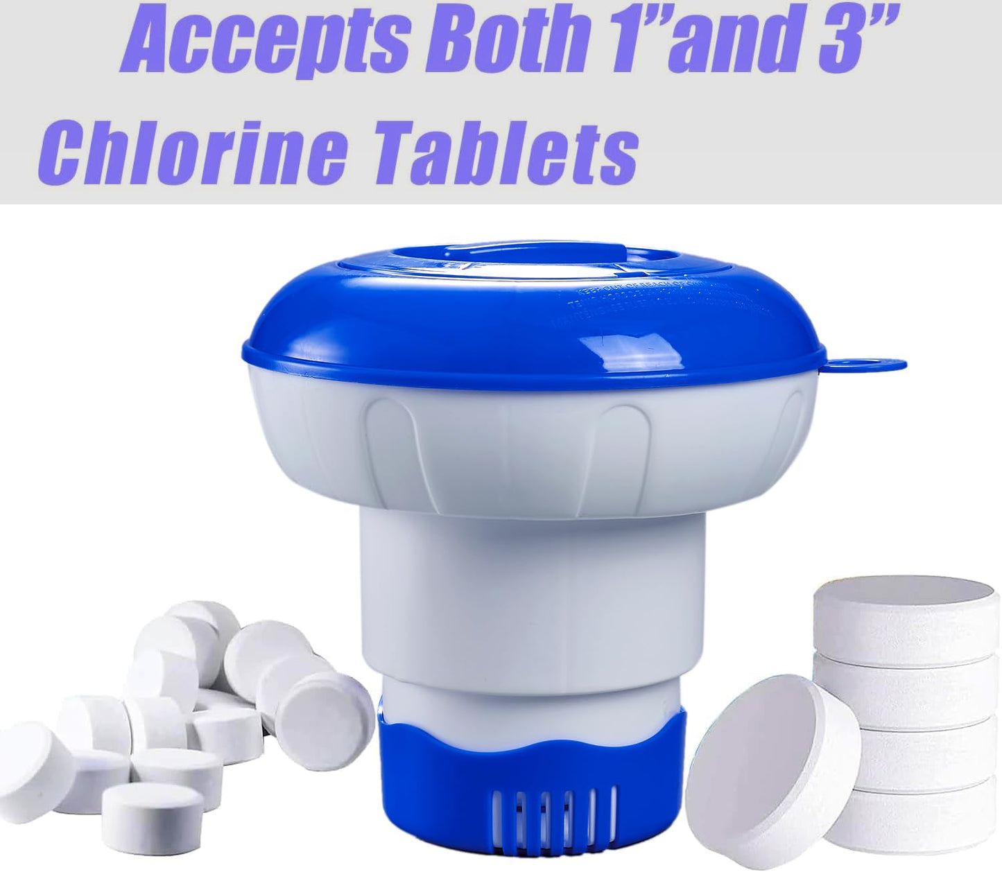 2 PCS Pool Chlorine Floater for 5 PCS 3" CHL orine Tablets, 7" Pool Collapsible Chlorine Floater,Optimal Pool Chlorinator,Adjustable Floating Chlorine Dispenser for Pool of Inground and Above Ground