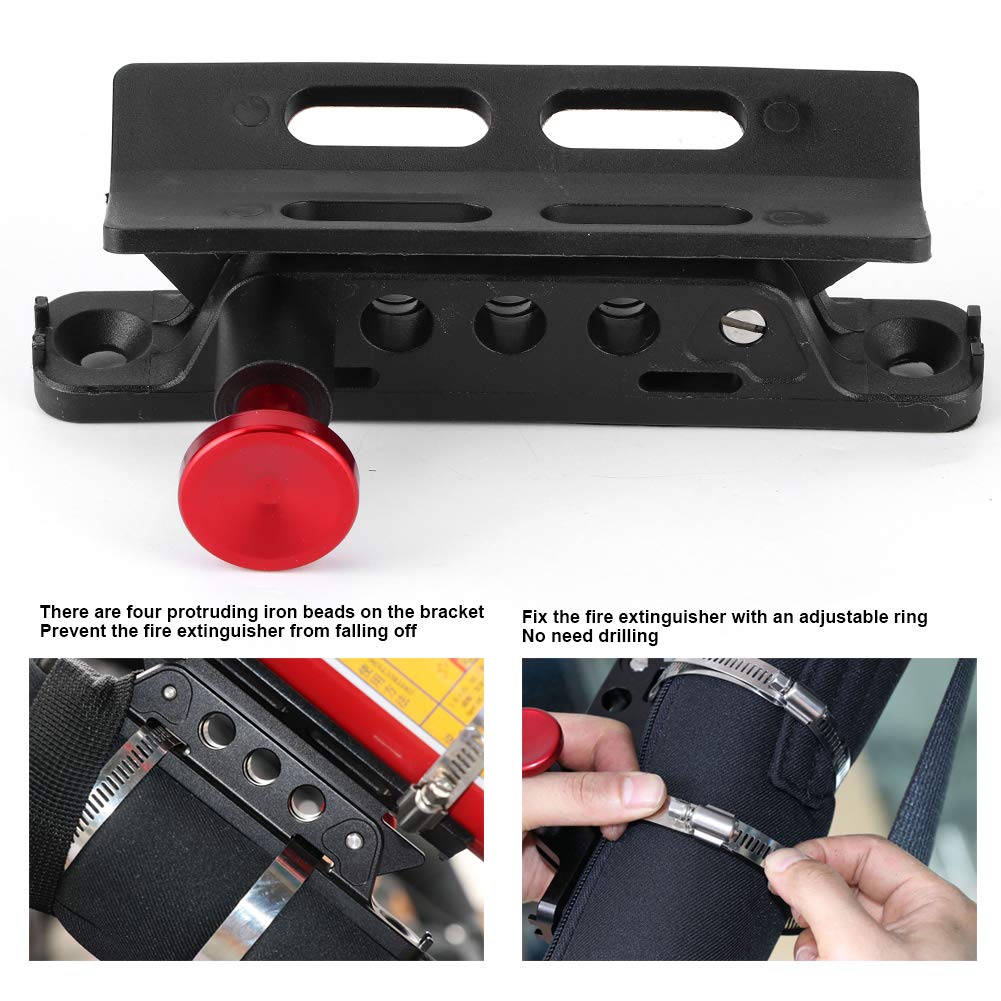 Acouto Extinguisher Mount Extinguisher Holder Mount Bracket Adjustable with 4 Clamps Fit for Sport/JK/Sahara for Polaris for (Red)