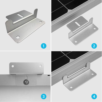 Renogy RNG-MTS-ZB Solar Panel Mounting Z Bracket Mount Supporting for RV, Roof, Boat, Set of 4 Units