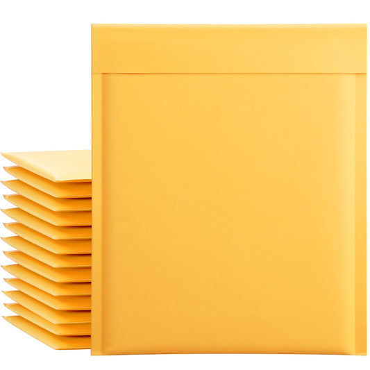 UCGOU Kraft Bubble Mailers 8.5x12 Inch 25 Pack Yellow Padded Envelopes #2 Medium Mailing Packages Self Sealing Tear Resistant Boutique Bulk Mail Shipping Bags for Jewelry Makeup Supplies