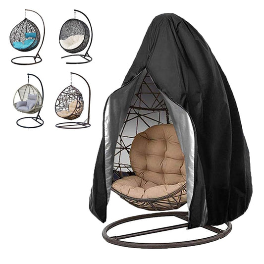 Oslimea Patio Hanging Egg Chair Cover Waterproof Swing Egg Chair Cover with Zipper Windproof Egg Chair Cover with Bottom Buckle, Outdoor Wicker Single Seat Egg Chair Covers, Black