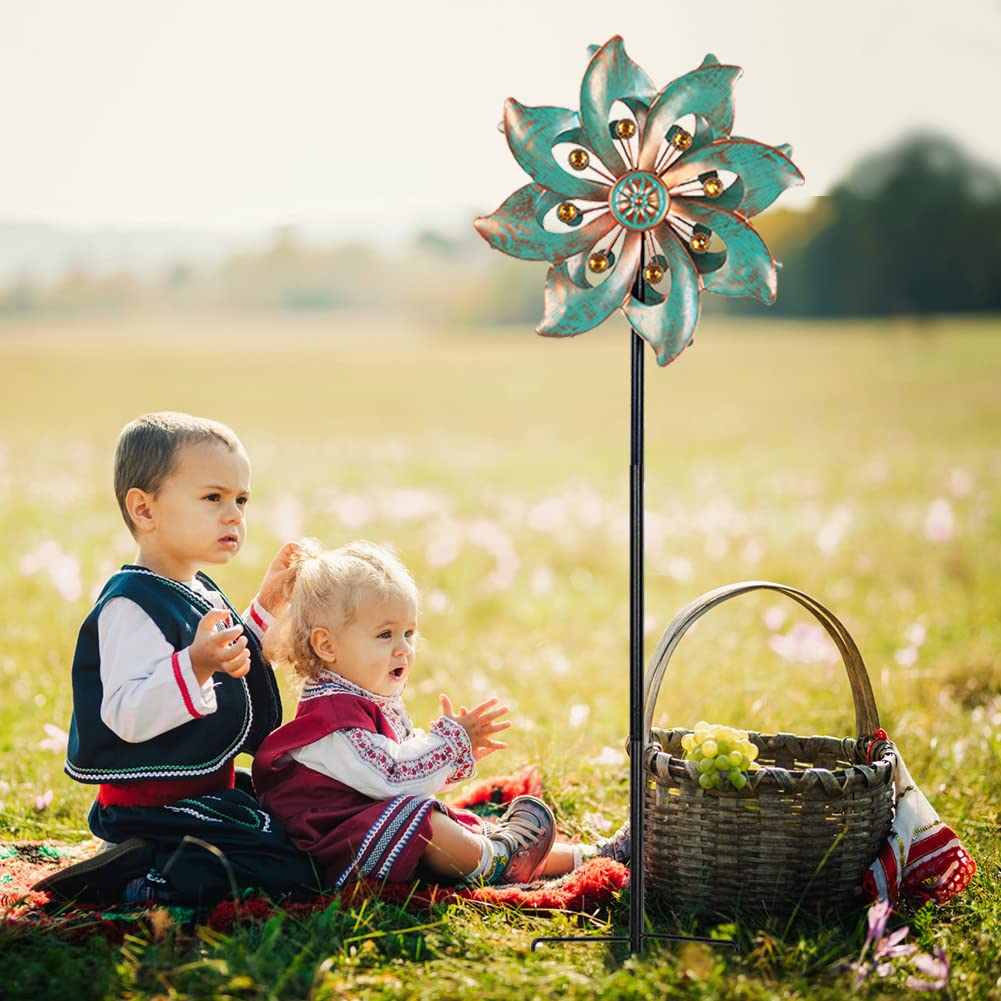 VEWOGARDEN Double Blade Wind Spinners Outdoor Small Garden Decorations, Rustproof Metal Wind Spinner for Patio, Lawn, Pathway, Yard Decor, 94cm * 25cm
