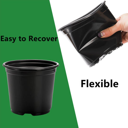 DEAYOU 60 PCS 3" 4" 5" Nursery Pots, Plastic Seed Starting Flower Pots with Drainage Holes, Small Seedling Plant Potting Pots Containers for Garden, Indoor, Outdoor, Succulents, Cuttings, Black