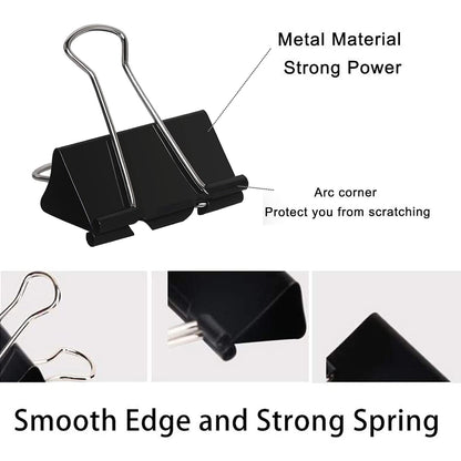 Extra Large Binder Clips 2.4 Inch (24 Pack), Upgrade Giant Binder Clips Big Paper Clips Clamps for Office and Home Supplies, Black