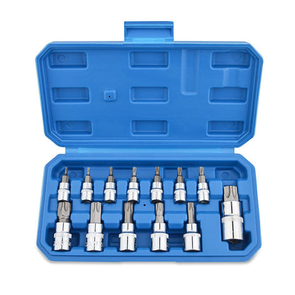 Gunpla Torx Bit Socket Set, 13-Piece Star T8 - T70 Set Chrome Vanadium Steel 1/4”, 3/8” and 1/2” Drive Heavy Duty Star Sockets Tools