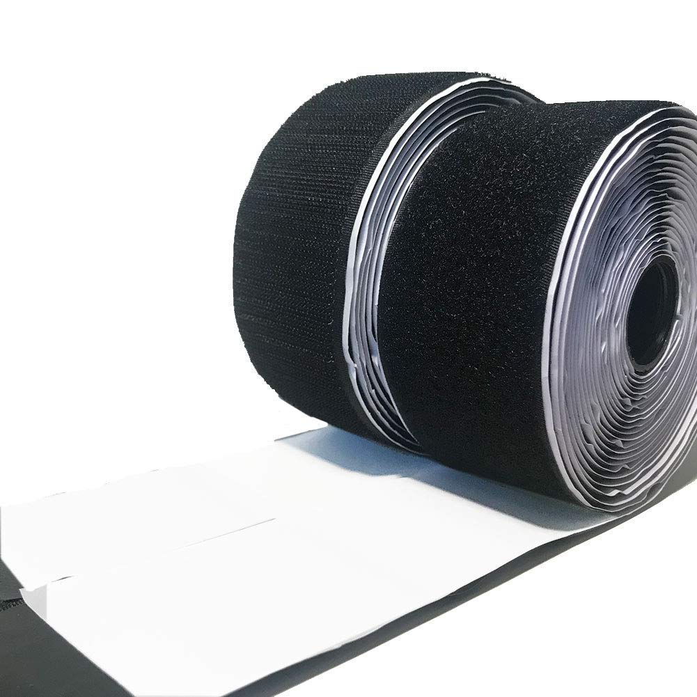 LLPT Hook and Loop Tape 2 Inch x 23 Feet Each Roll Heavy Duty Adhesive Industrial Strength Hook Loop Strip Mounting Tape Indoor and Outdoor Color Black (HTB230)