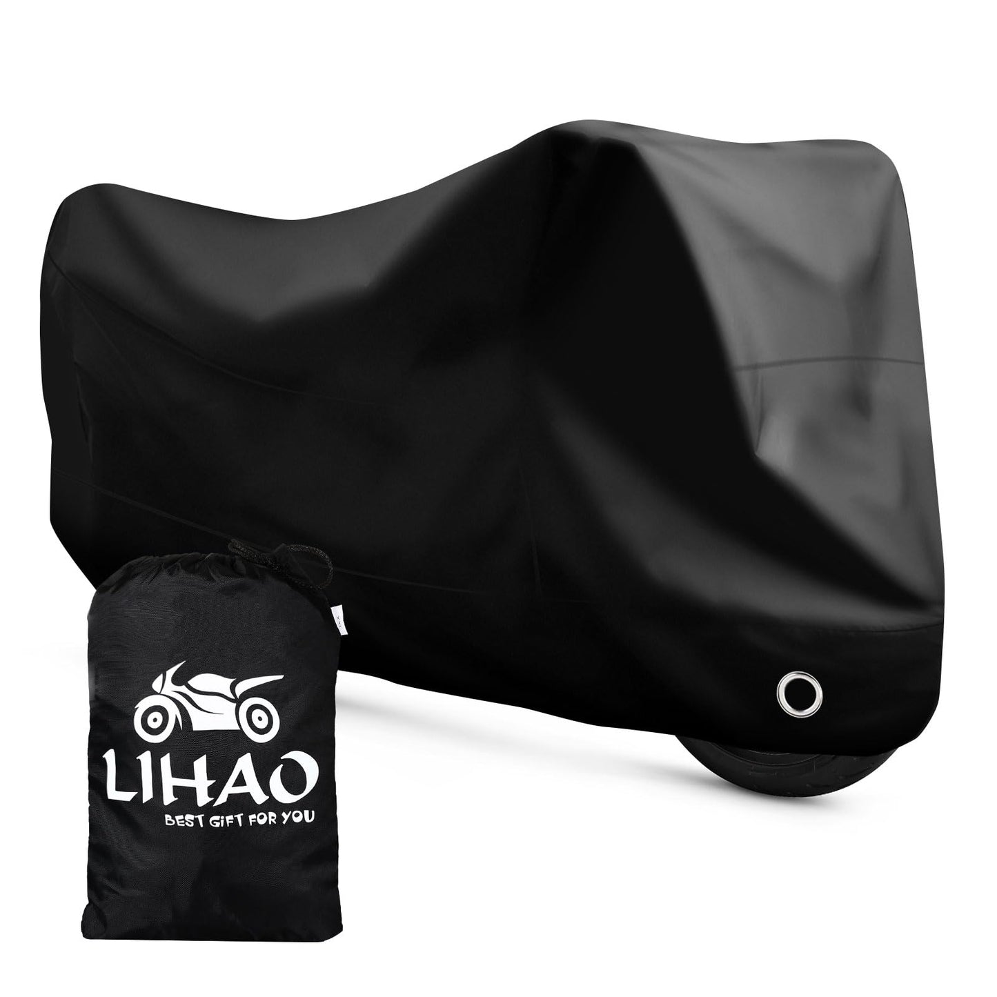 LIHAO Motorcycle Cover Waterproof Outdoor Motorbike Protection Cover Fits up to 96.5 inches Motorbike Cover with Storage Bag All Season Protection (XL)