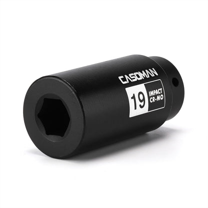 CASOMAN 1/2" Drive 19mm Crank Bolt Socket for Honda, Harmonic Balancer Socket, 3 Times Momentum Power of Standard Impact Sockets, CR-MO