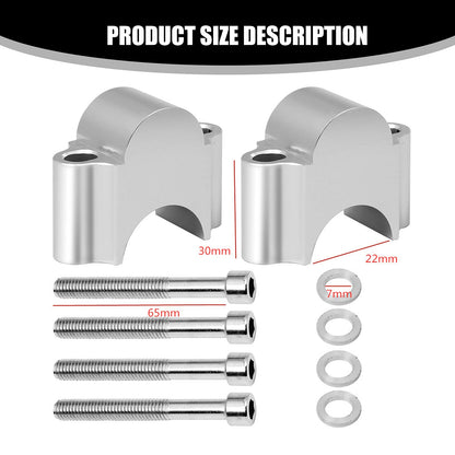 Vkinman 7/8 Inch Aluminum Handlebar Risers 30MM Height Replacement for Honda Kawasaki Suzuki ATV Dirt Bike Yamaha (Silver)