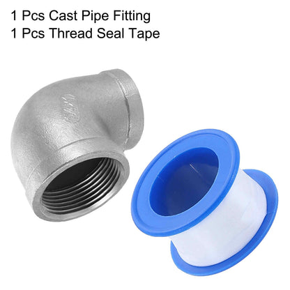 HARFINGTON 304 Stainless Steel 90 Degree Elbow Fittings NPT 1-1/4 x NPT 1 Female to Female Threaded Adapter Pipe Fitting for Connecting Water Pipe Air Hose PVC Tube Cast Coupling