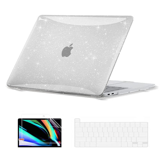 EooCoo Case Compatible with MacBook Pro 13 inch M2 M1 A2338 A2251 A2289 A2159 A1989 A1706 2024-2016 Release, Plastic Hard Shell with Keyboard Cover, Screen Protector - Sparkly Clear