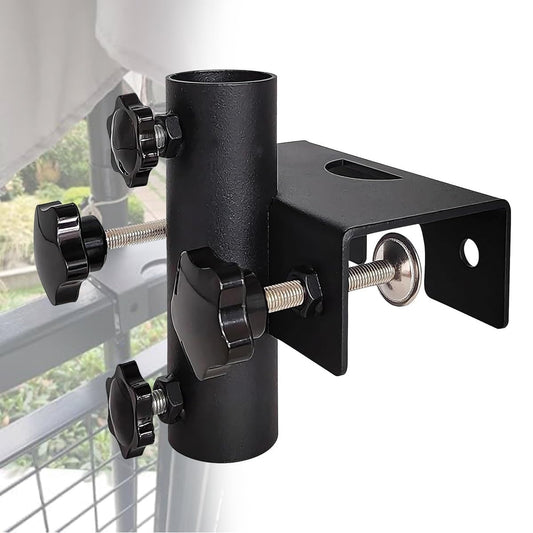 Shoyisenka Patio Umbrella Holder, Heavy Duty Parasol Holder, Square Clampable Adjustable Patio Umbrella Base Mount Fixed Clip for Beach, Courtyard Balcony, Deck Bleachers, Boats