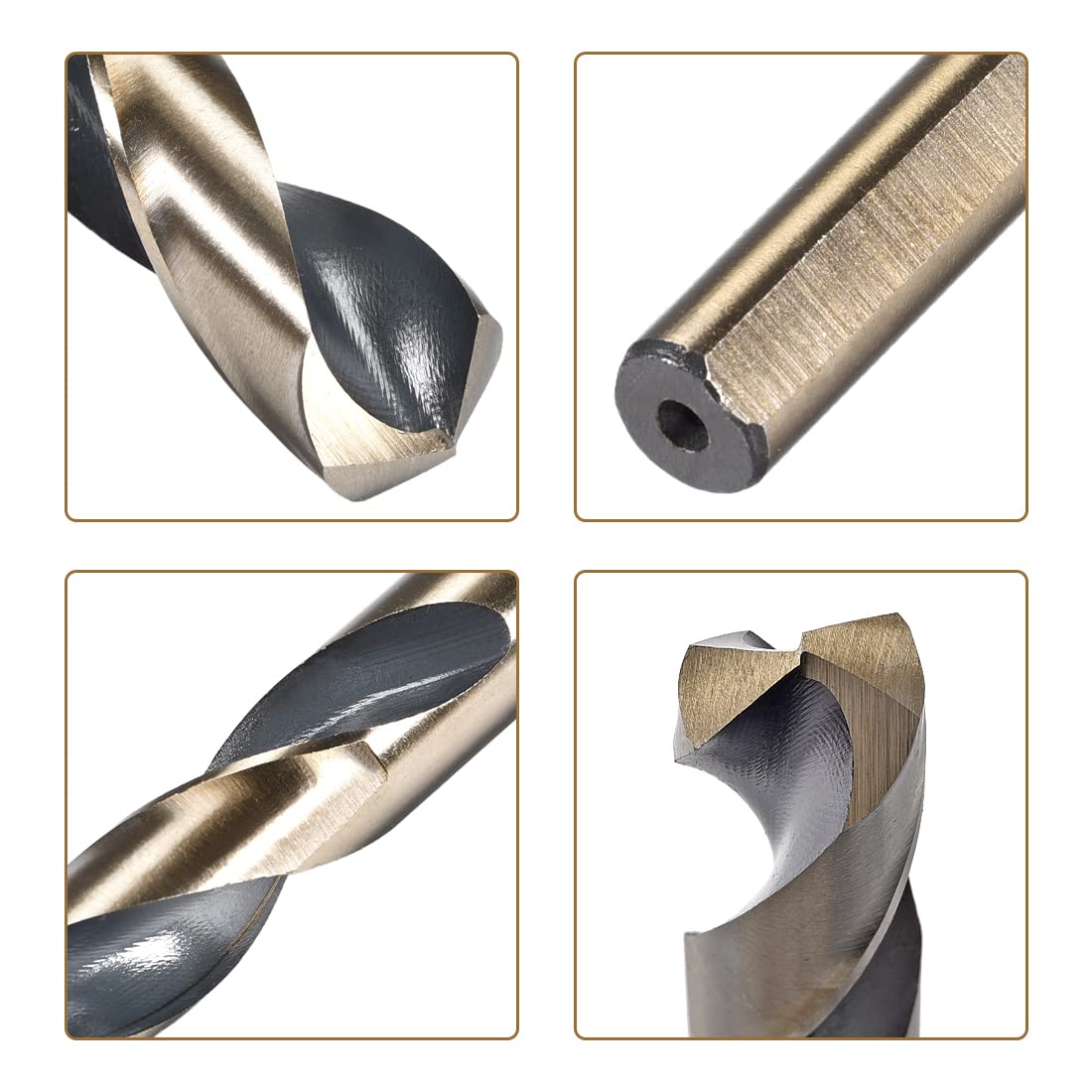 uxcell Reduced Shank Twist Drill Bits 22mm Black Nitride & Gold Titanium Coated High Speed Steel 4341 with 12.7mm (1/2") Shank for Stainless Steel Alloy Metal Plastic Wood