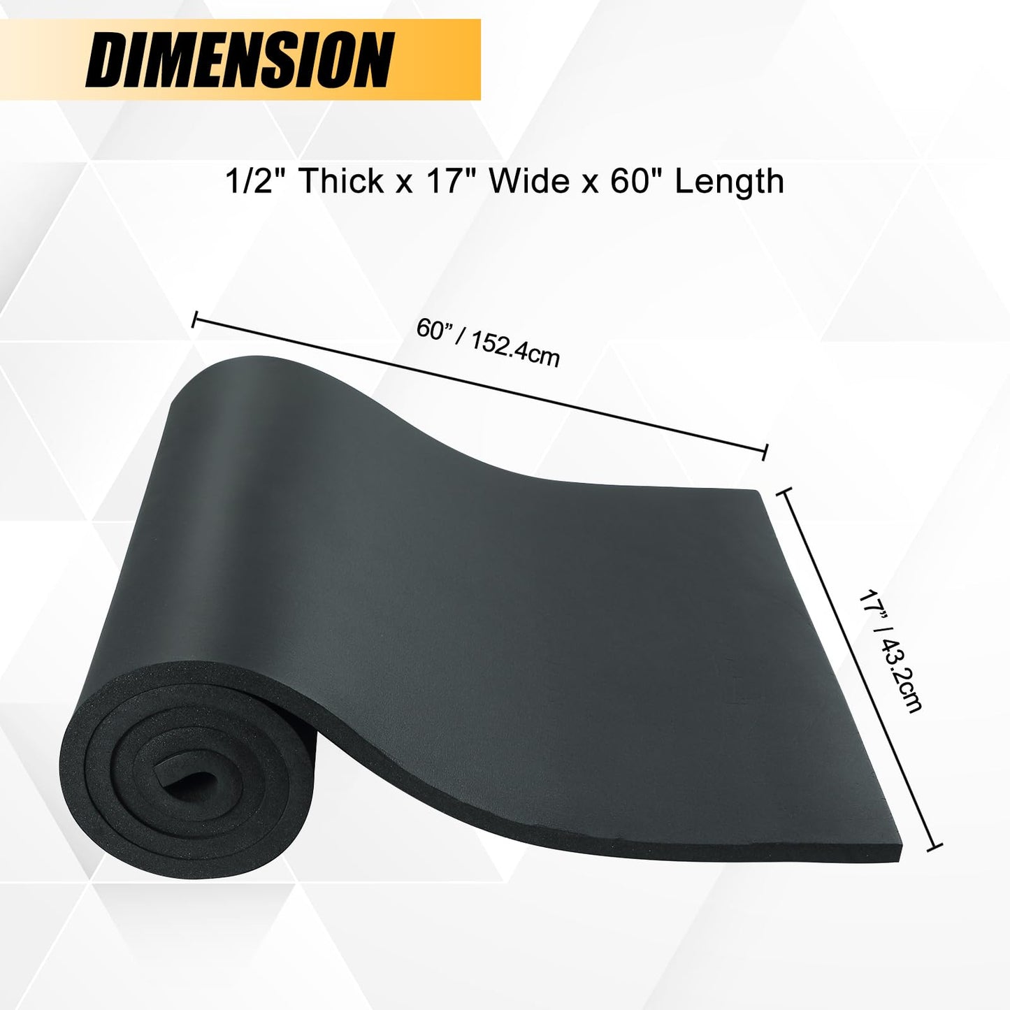 FLKQC Neoprene Sponge Foam Rubber Sheet Roll Without Adhesive | Neoprene Rubber Sheet Roll, Neoprene Padding Sheet, Cut to Multiple Dimensions and Lengths for DIY Padding Gaskets(1/2" x 17" x 60")