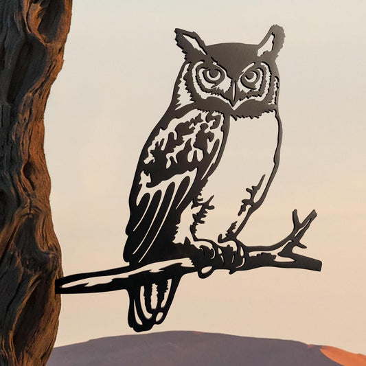 OULYDEKO Owl Garden Decor Metal Birds Yard Decor Owl Wall Decor Gifts Wall Art Metal Owl Outdoor Christmas Garden Decor Yard Art Outdoor Tree Decor Garden Silhouette,Metal Art for Outside