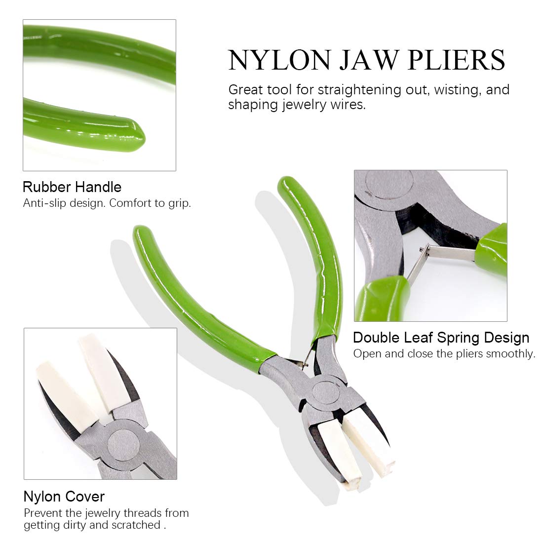Swpeet 3Pcs Jewelry Pliers Kit: 6-in-1 Bail Making Looping, Nylon Jaw, and Bent Nose Micro Pliers for Jewelry Making and Crafts