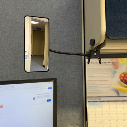 Glass Clip On Security Mirror, Ampper Flexible Convex Cubicle Mirror for Personal Safety and Security Desk Rear View Monitors or Anywhere (6.69" x 2.95", Rectangle)