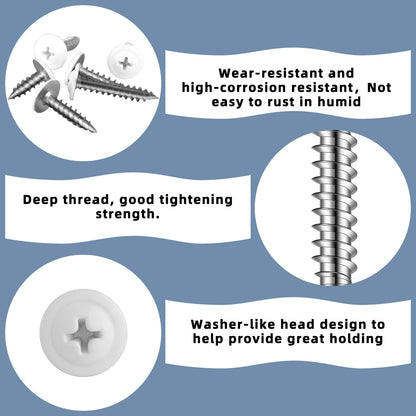 Demissle 120 Pcs #8 White Wood Screws Fast Self Tapping Wall Plate Screws White Pan Thread Truss Head for Wall Plates Wood Work Shutters Book Shelf 1/2", 3/4", 1"