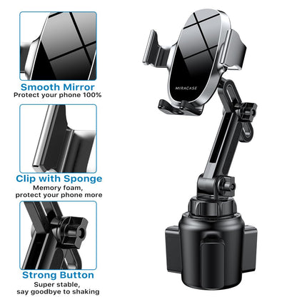Miracase Universal Cup Phone Holder for Car, [Upgraded Version] Adjustable Long Neck Car Cup Holder Phone Mount Cradle Friendly Compatible with iPhone Huawei Google and All Smartphones, Silver