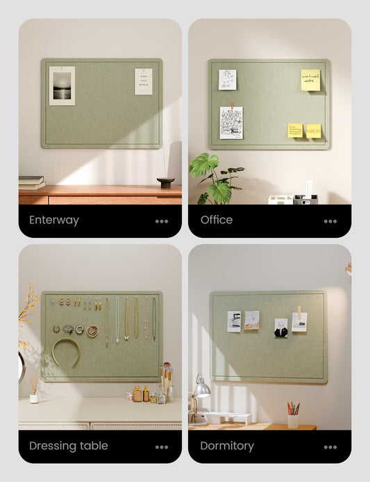 Fluxynara Bulletin Board, 23.6" x 17.5" Cork Board Alternative with 12 Safe Removable Adhesive Tabs, Foldable Felt Pin Board for Home Office, Classroom, Bedroom,Entryway for Walls— Sage