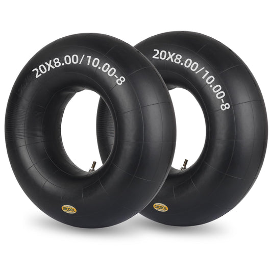 GICOOL 20x8.00-8 20x10.00-8 Inner Tubes, 2 Pack with TR4 Valve Stem, Heavy-Duty Replacement Tubes for Lawn Mowers, Tractors, Riding Mowers, Golf Carts, Scooters, Go Karts, Wagons, Garden Trailers